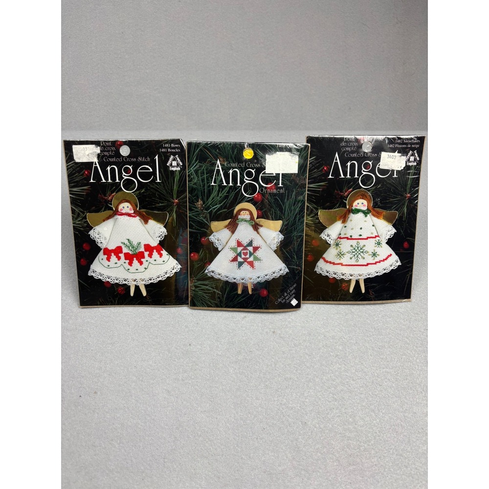 Vintage Designs for the Needle Clothespin Angel Cross Stitch Kits Lot of 3 1996